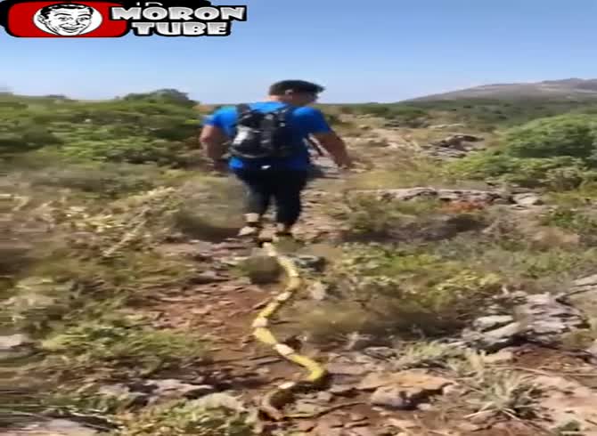 Video :A hiker is tricked by a snake prank